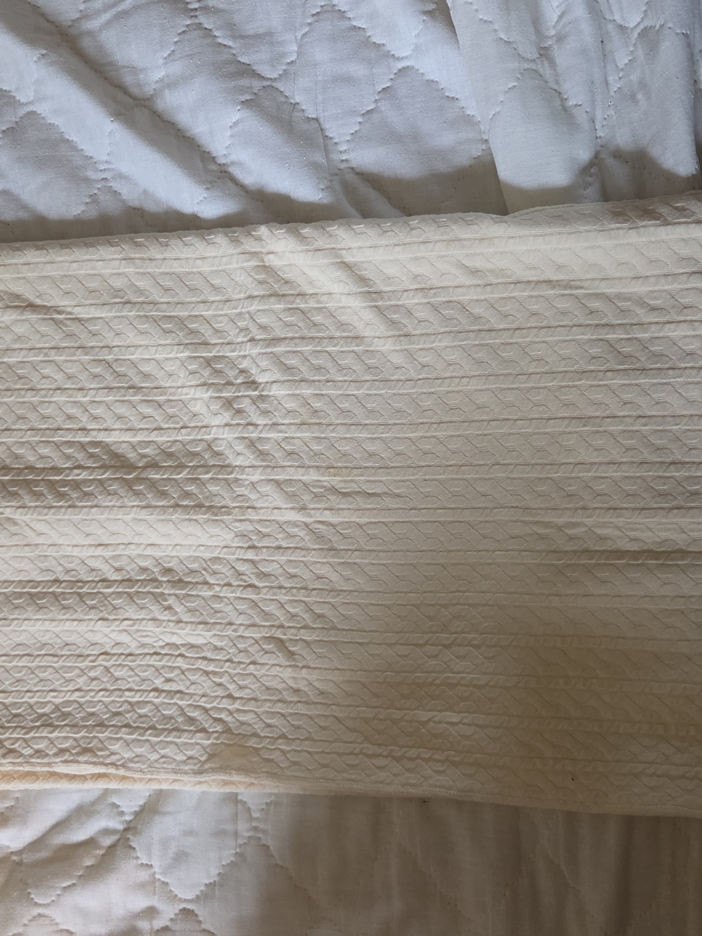 Cream Quilted Bed Throw - Soft Textured Home Bedding